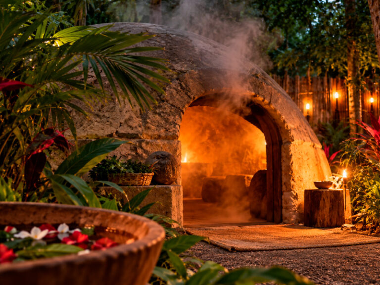 Traditional Mayan Temazcal sweat lodge in the Riviera Maya