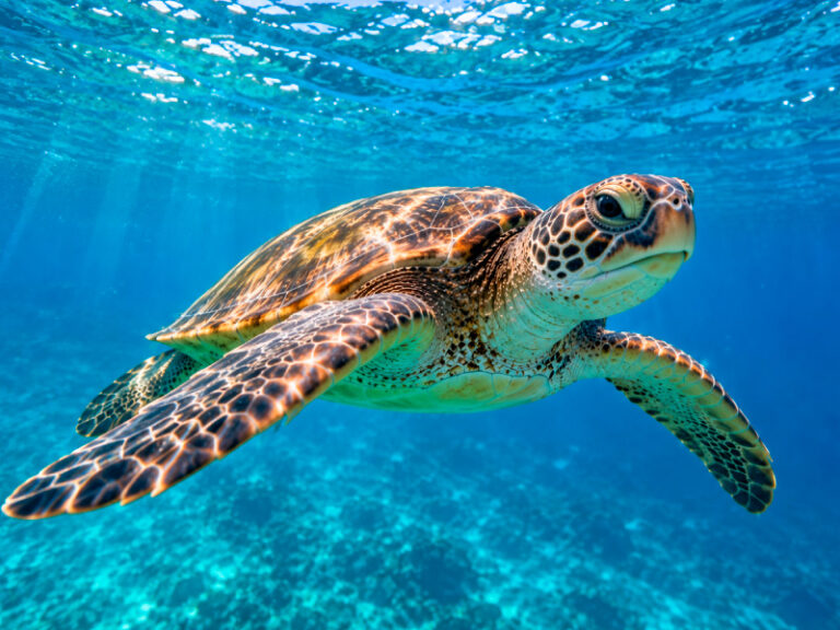 Sea turtle swimming in Akumal bay on a private tour